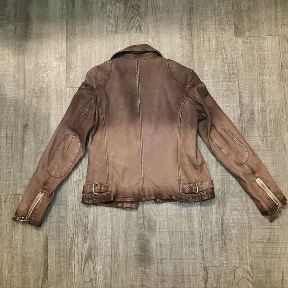 New Mauritius Distressed Leather Brown Y2K 90’s vibe Jacket Size US 8 EU M DE38 - Picture 2 of 16